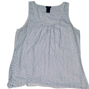 Ann Taylor White Patterned Tank Top